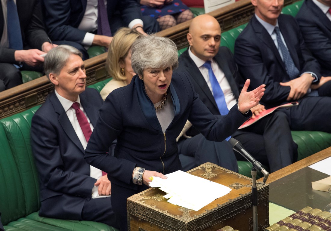 British Prime Minister Theresa May addresses MP's in the Palace of Westminster in London. Photo: AP