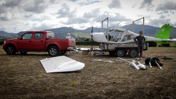 The aircraft after the crash landing in Waihī. Photo: NZME