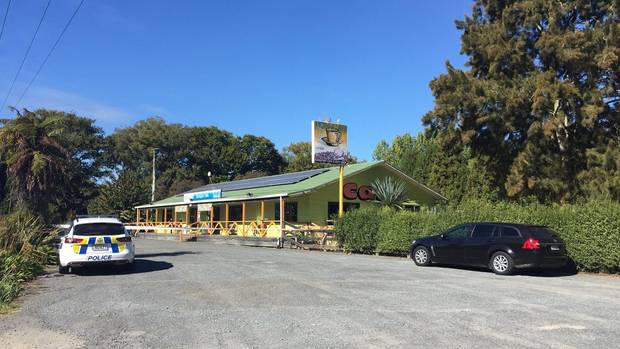 Police at the Karapiro Cafe and Gifts this morning. Photo: NZME