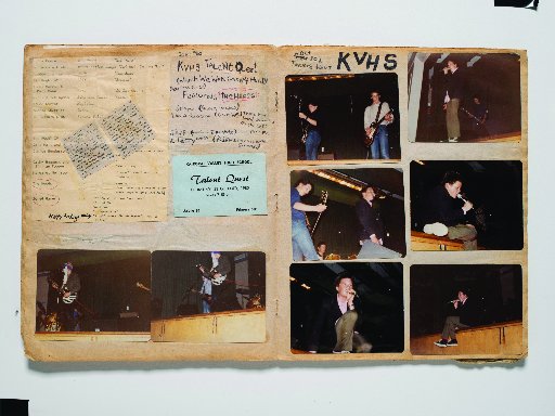 Shayne Carter's scrapbook records his outing in the 1980 Kaikorai Valley High School talent quest...