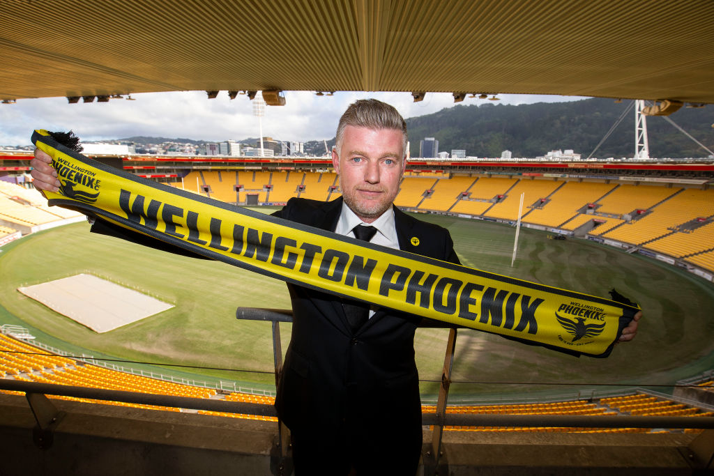 New Phoenix coach Ufuk Talay meets the press at Westpac Stadium in Wellington. Photo: Getty