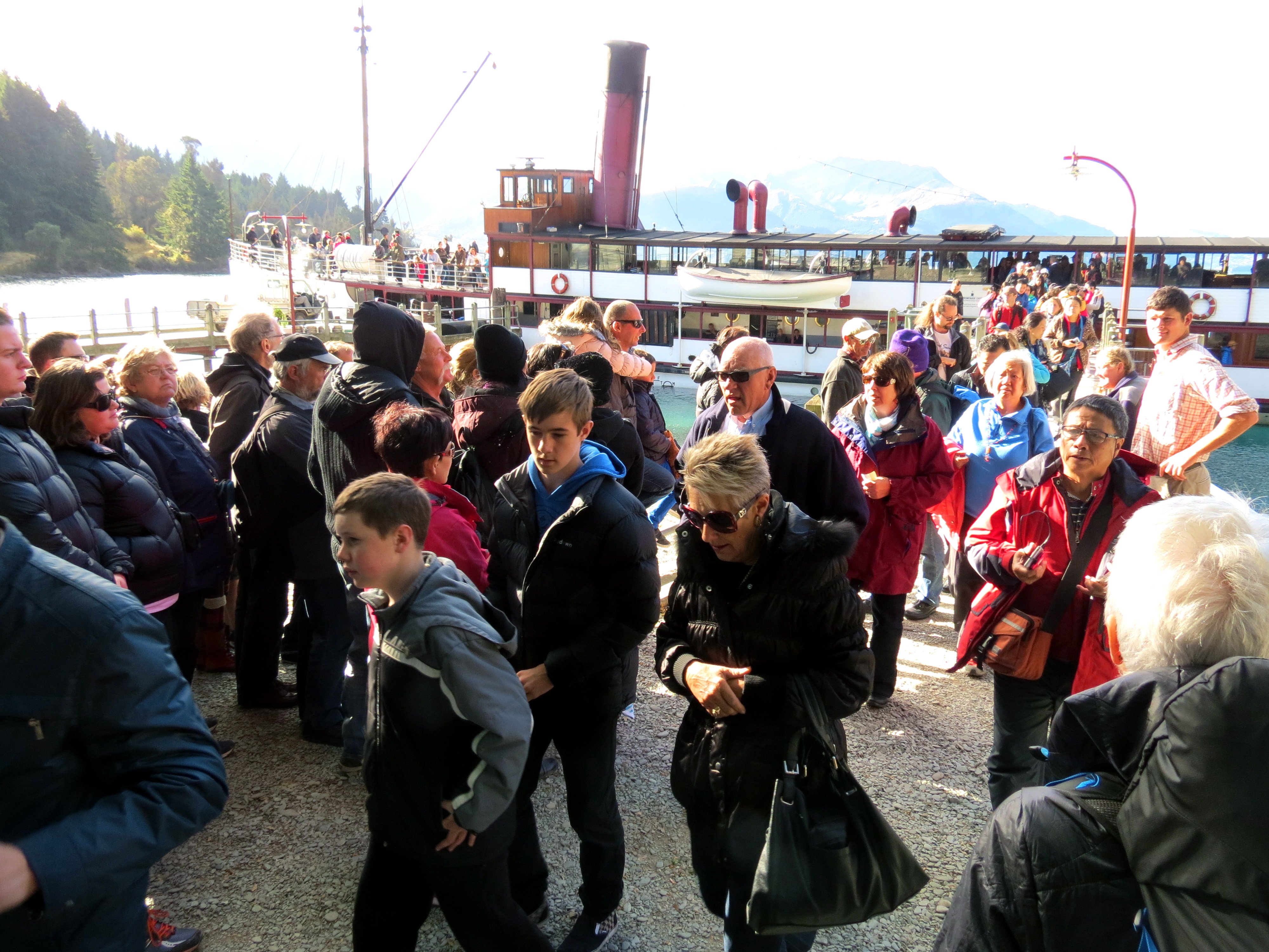 Visitors wait to board the ever-popular Earnslaw, as a load disembarks. Photo: ODT