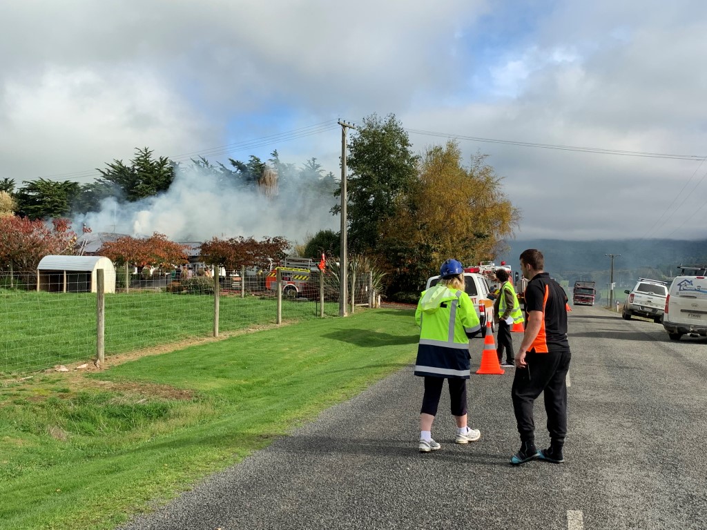 The fire was at a home in Waipango, near Riverton. Photo: Abbey Palmer

