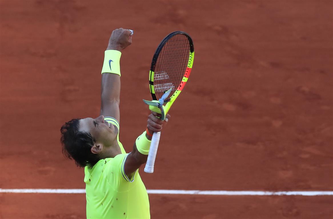 Rafael Nadal celebrates his win over David Goffin. Photo: Reuters