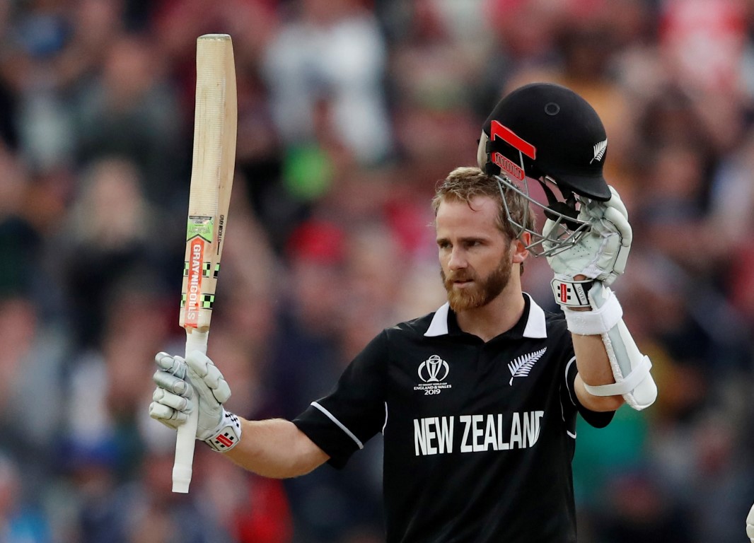 Kane Williamson celebrates reaching his century against South Africa. Photo: Reuters