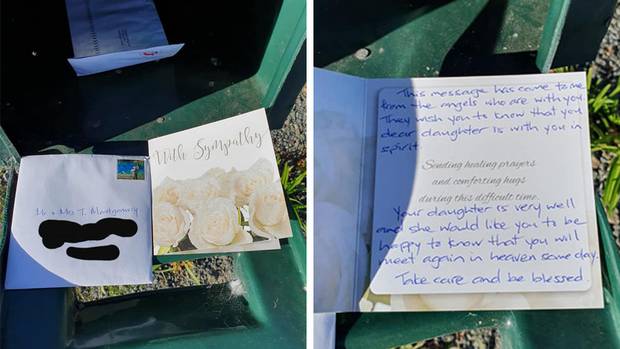 A woman who lives in the Waiuku area shared a post revealing she found a "with sympathy" card in...