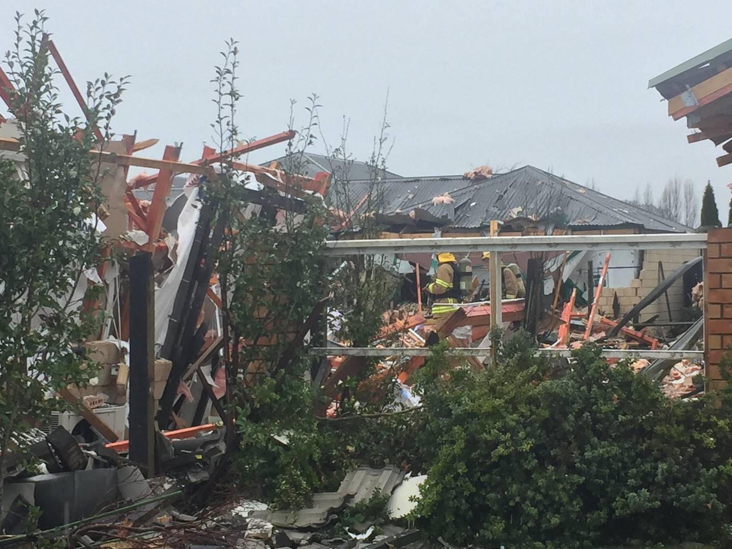 The blast destroyed one house and caused significant damage to those surrounding it. Photo: Amber...