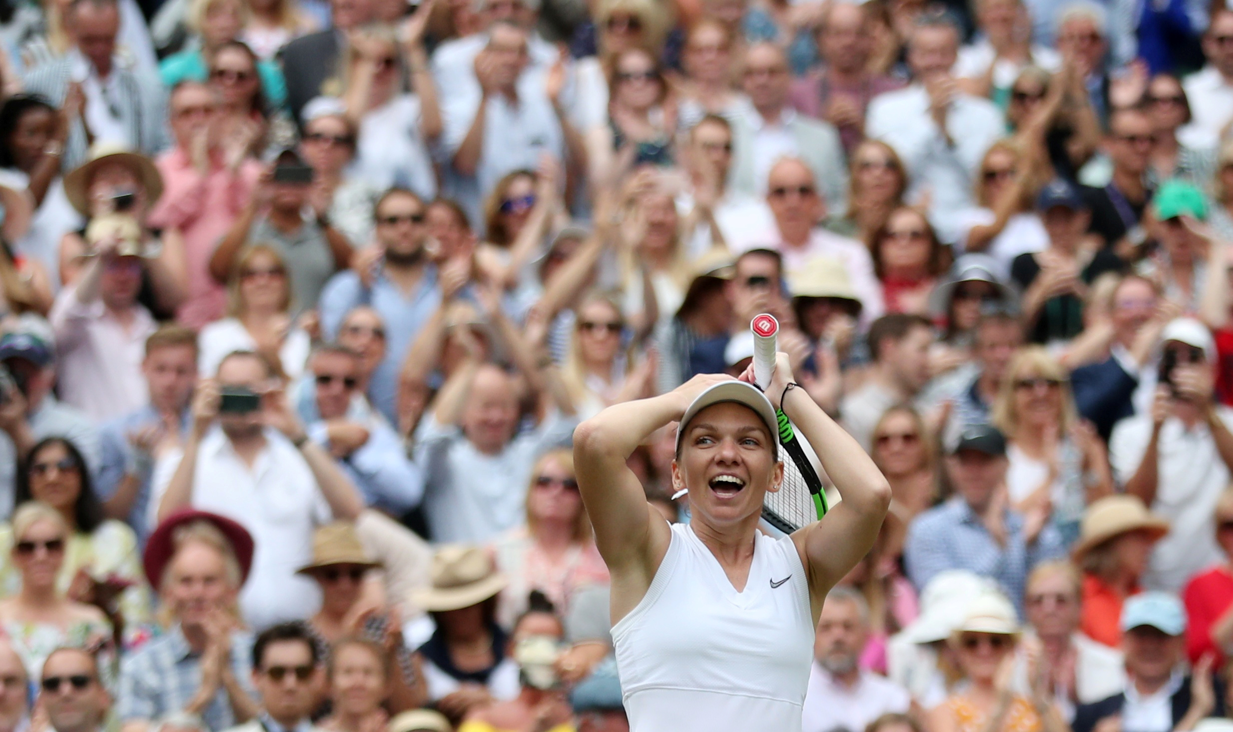 Simona Halep celebrates her victory over Serena Williams. Photo: Reuters