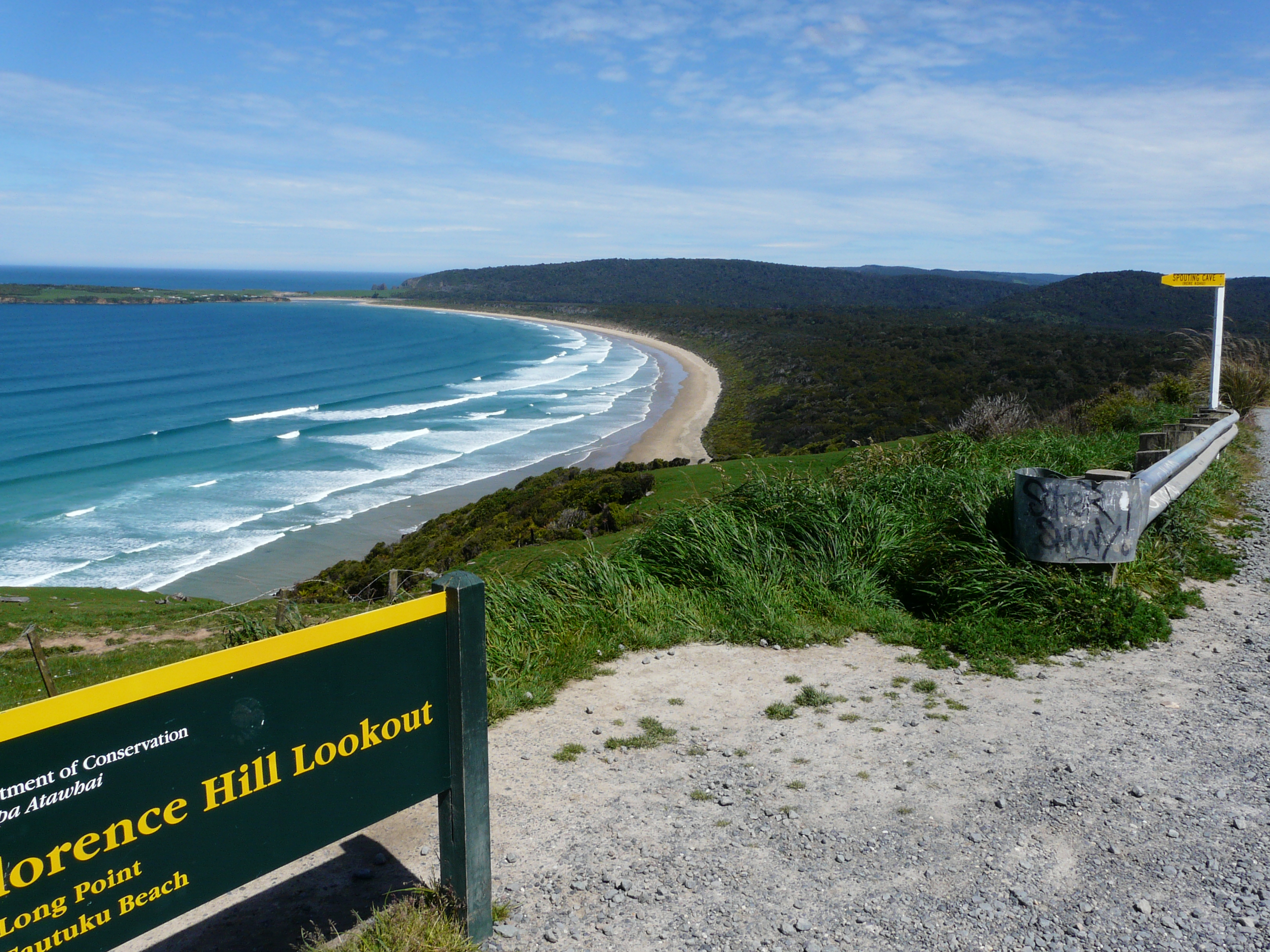 The view over Tautuku Bay, Catlins, from Florence Hill Lookout on the Southern Scenic Route. This...