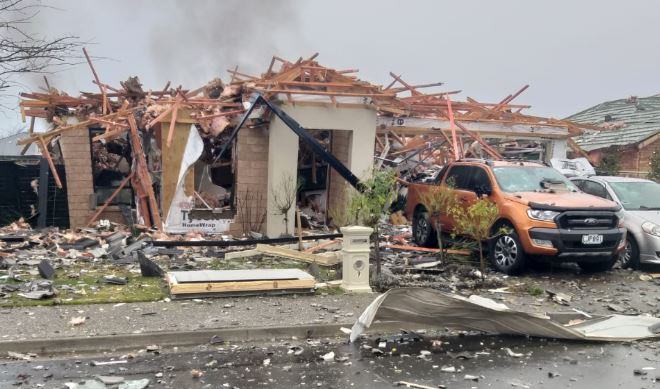 An explosion damaged six houses in Christchurch this morning. Photo: Supplied/James Looyer