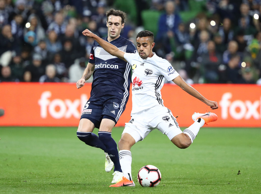 Sarpreet Singh (R) in action for the Phoenix against Melbourne Victory in Melbourne last month....