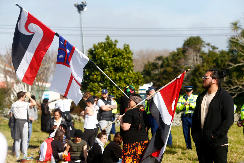 Police block access to Ihumātao as protesters fight a proposed Fletcher Building housing...