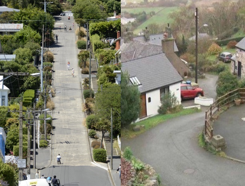 Baldwin St (L) and Ffordd Pen Llech. Photos: Gerard O'Brien/Supplied