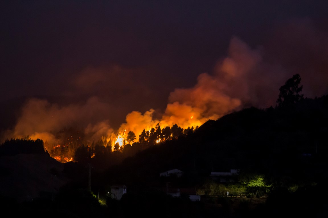 The fire rages in the village of Moya, in the Canary Island of Gran Canaria. Photo: Reuters