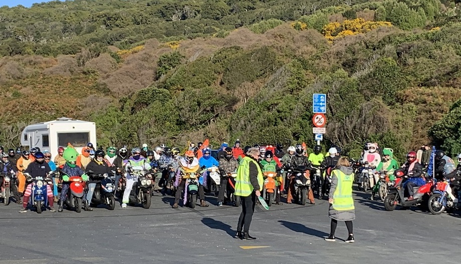 Participants at the starting line at Stirling Point in Bluff this morning. Photo: Abbey Palmer 