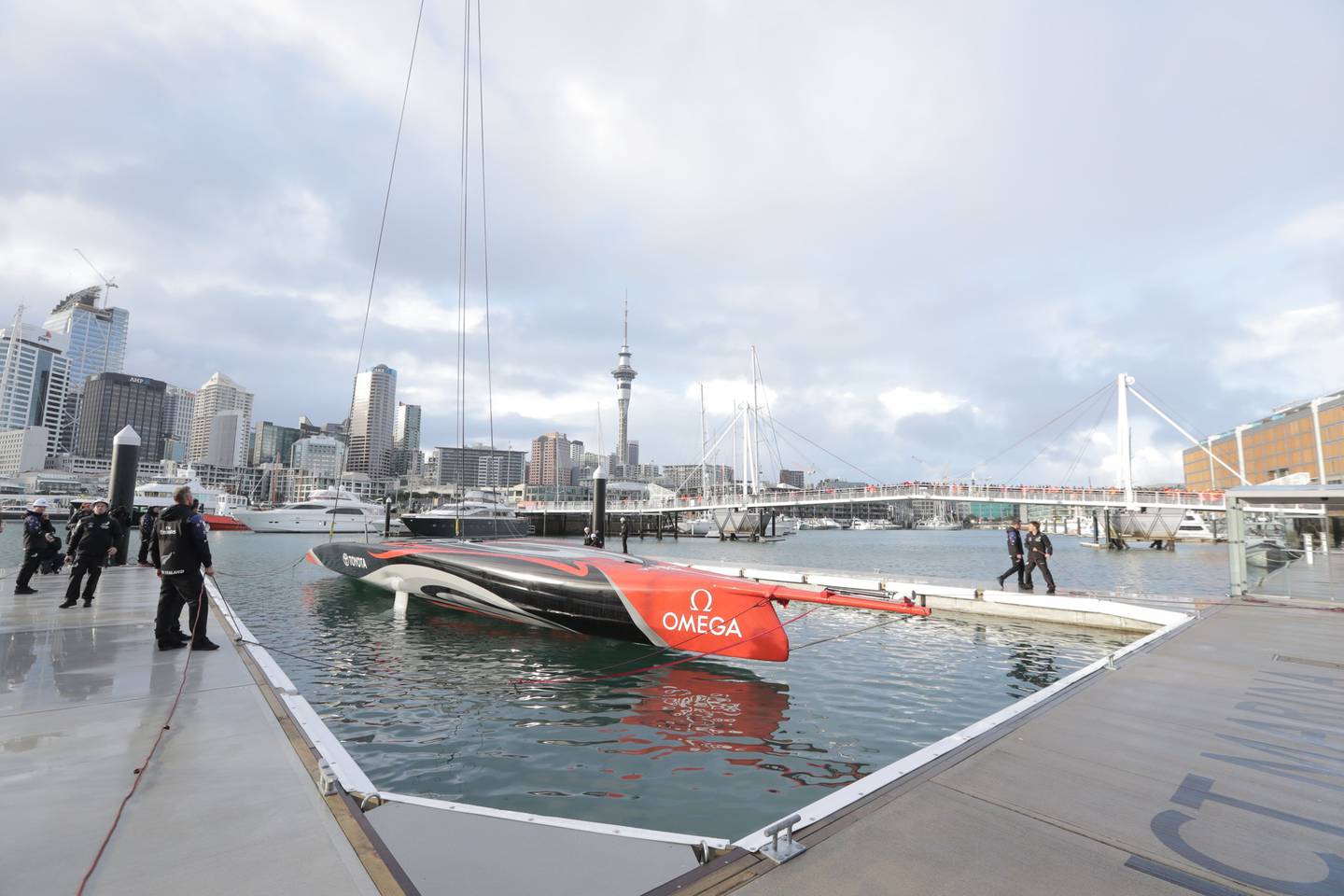 Team New Zealand christened their new yacht Te Aihe in Auckland this morning. Photo: NZ Herald