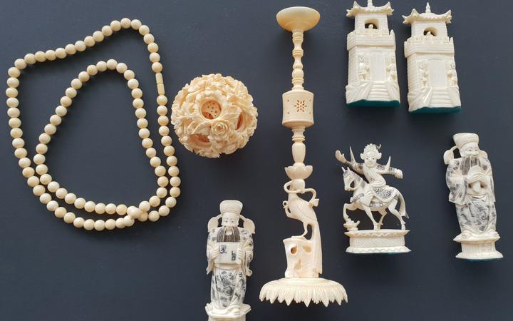 Ivory objects seized at border by Convention on International Trade of Endangered Species of Wild...