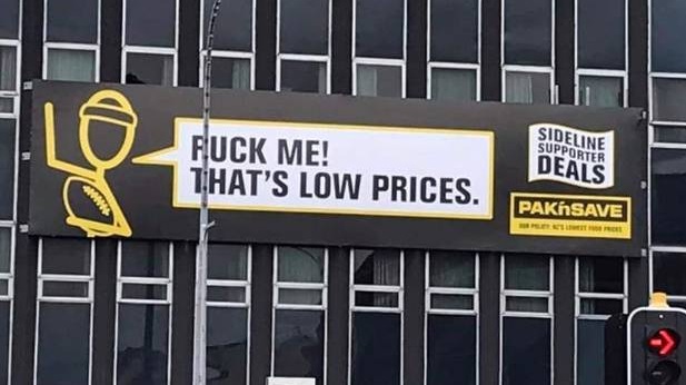 The billboard appears to show an offensive phrase. Photo: Supplied via NZ Herald
