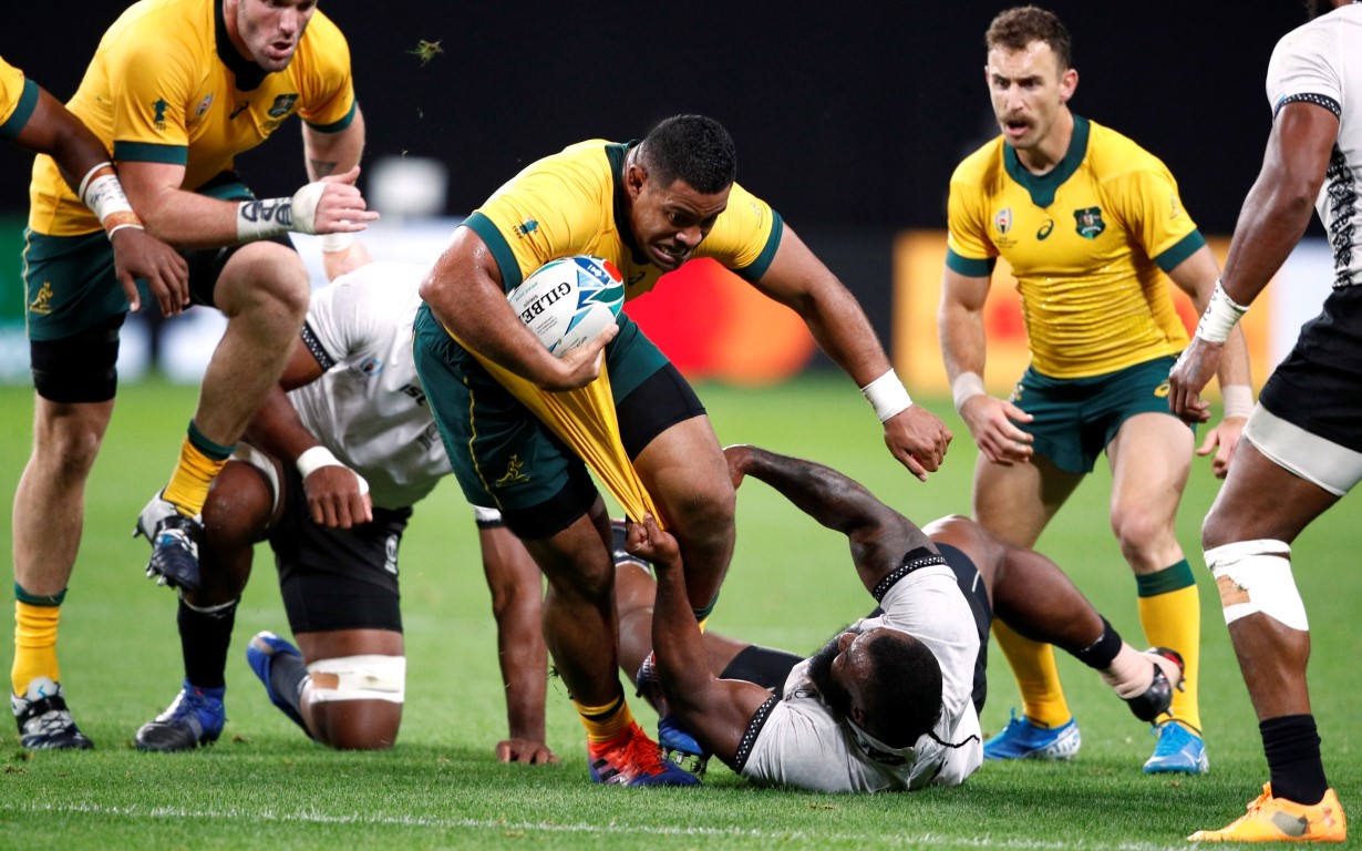 Scott Sio in action for the Wallabies against Fiji during their World Cup match last month. Photo...