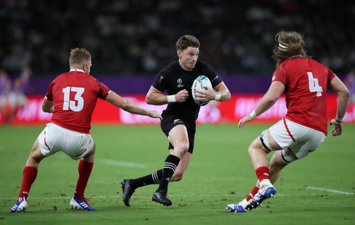 Beauden Barrett runs the ball up for the All Blacks against Canada. Photo: Reuters