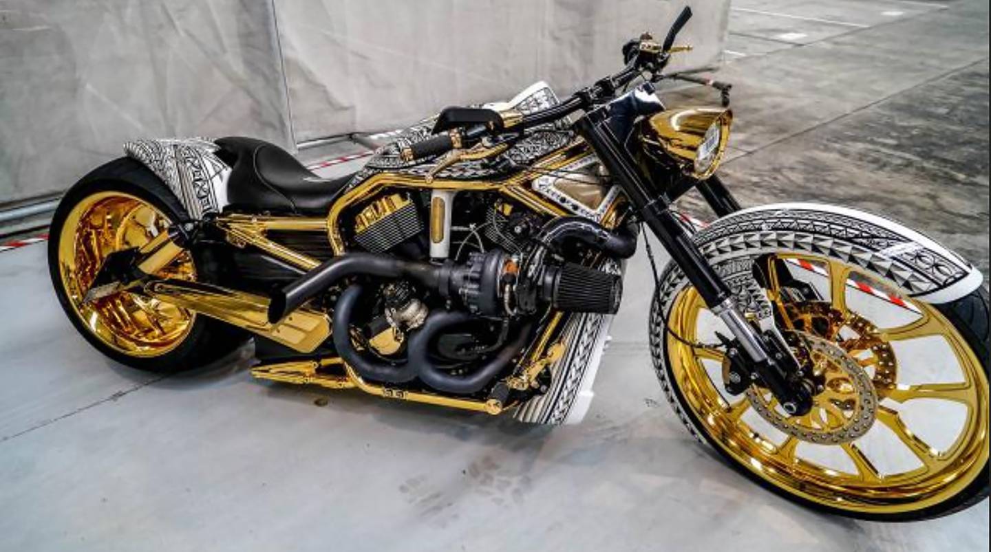 A gold-plated Harley Davidson seized by police in April. Photo: NZ Police