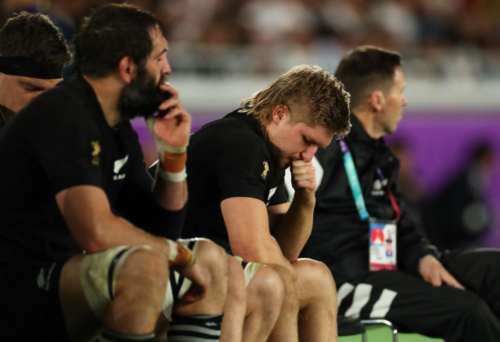 Dejected All Blacks players after their loss to England in their World Cup semifinal. Photo: Getty