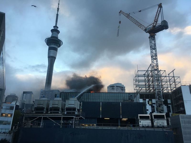 Crews continue to battle the fire this morning. Photoo: NZ Herald