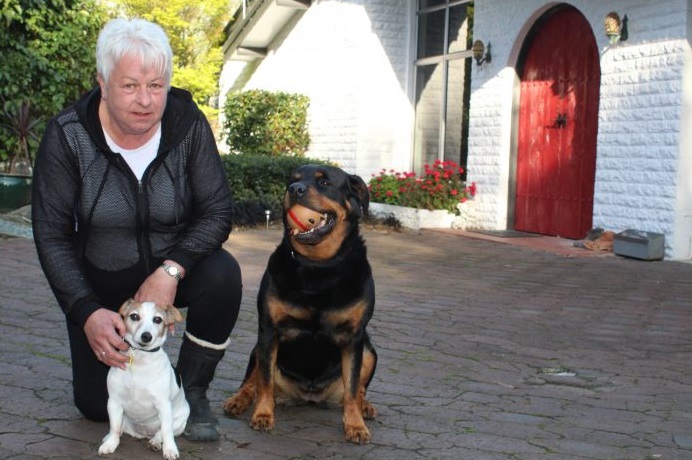 Dianne Pearsey with her dogs KC (left) and Jewelz . Photo: Abbey Palmer