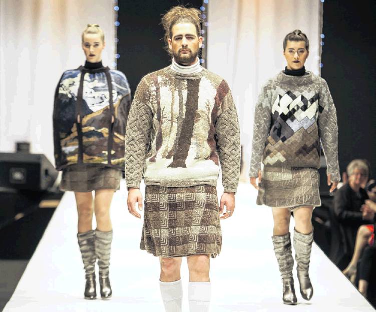 ‘‘The Highlanders’’ prize-winning collection, by Daphne Randle, of Alexandra, is modelled during...