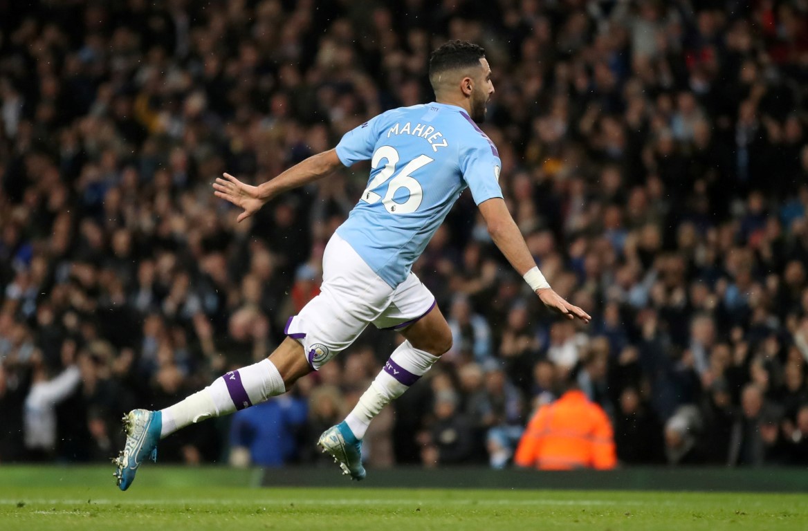 Manchester City's Riyad Mahrez celebrates scoring their second goal. Photo: Reuters 