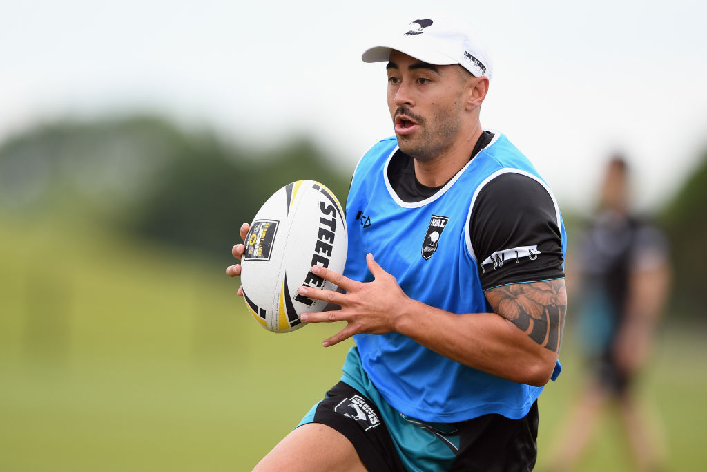 Shaun Johnson in action at a Kiwis training session in Christchurch today. Photo: Getty Images
