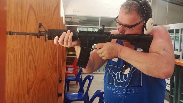 Shane Jones in action at the shooting range. Photo: Facebook via NZ Herald