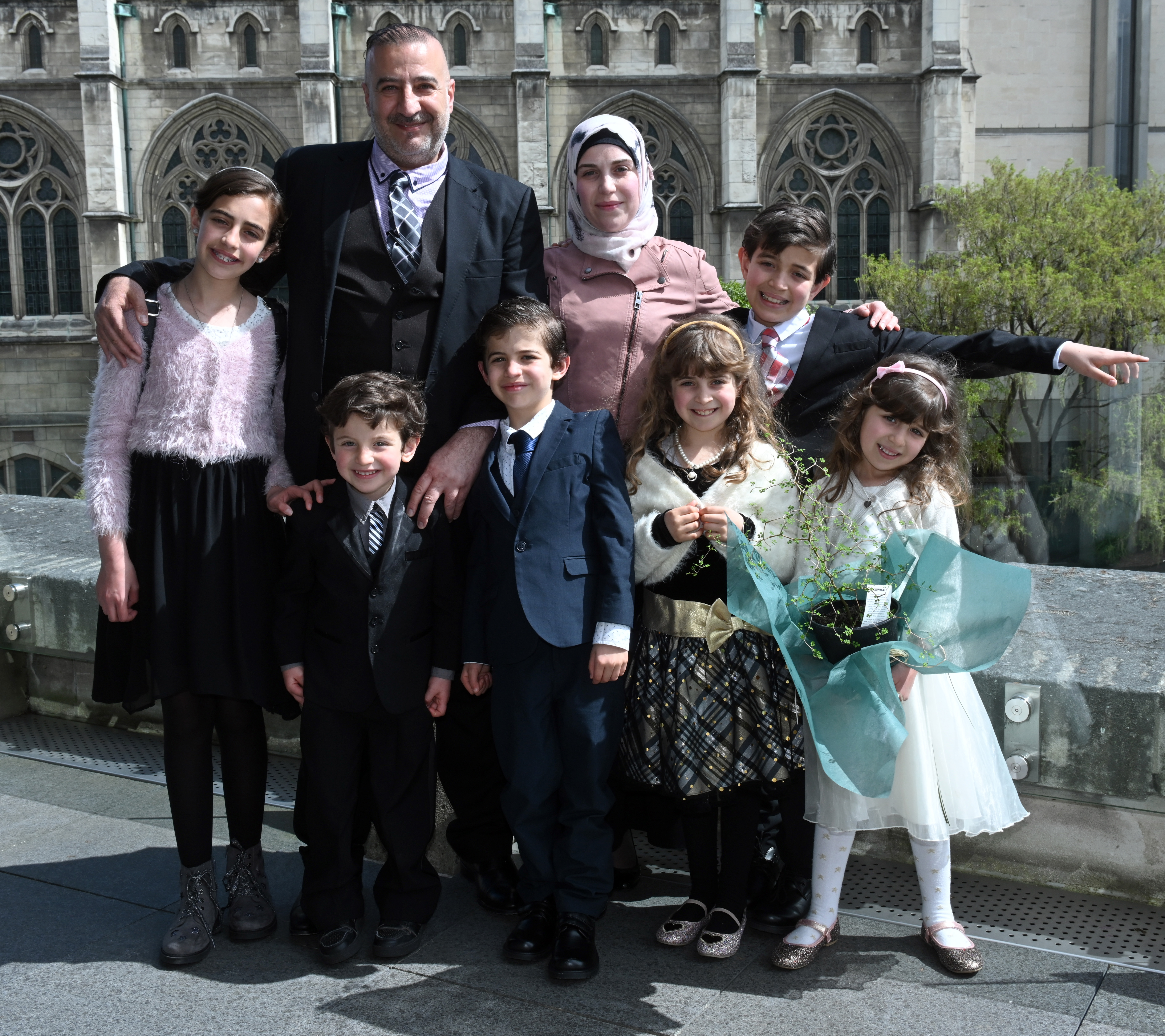 Mouhannad Taha and Lina Alhaj Shahin with their children (from left) Zenah (12), Ahmad (4), Faek ...