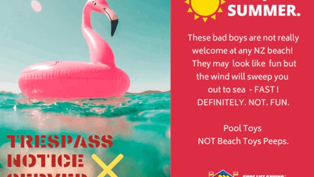 Surf Life Saving says inflatable toys are for the pool, not beach.