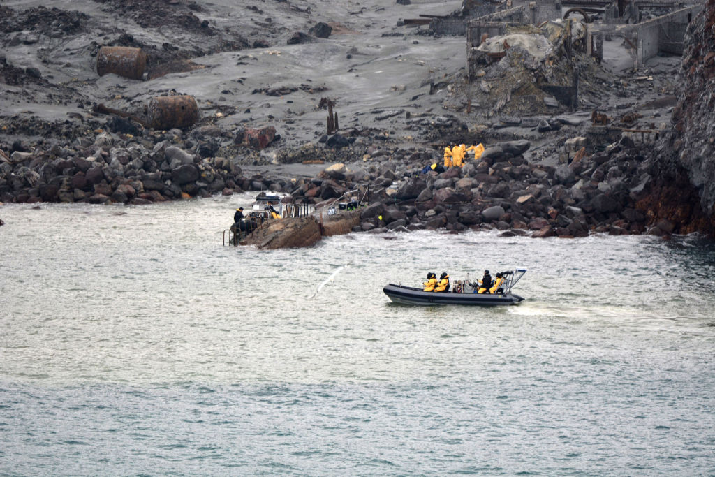 The recovery operation under way at Whakaari/White Island yesterday. Photo by New Zealand...