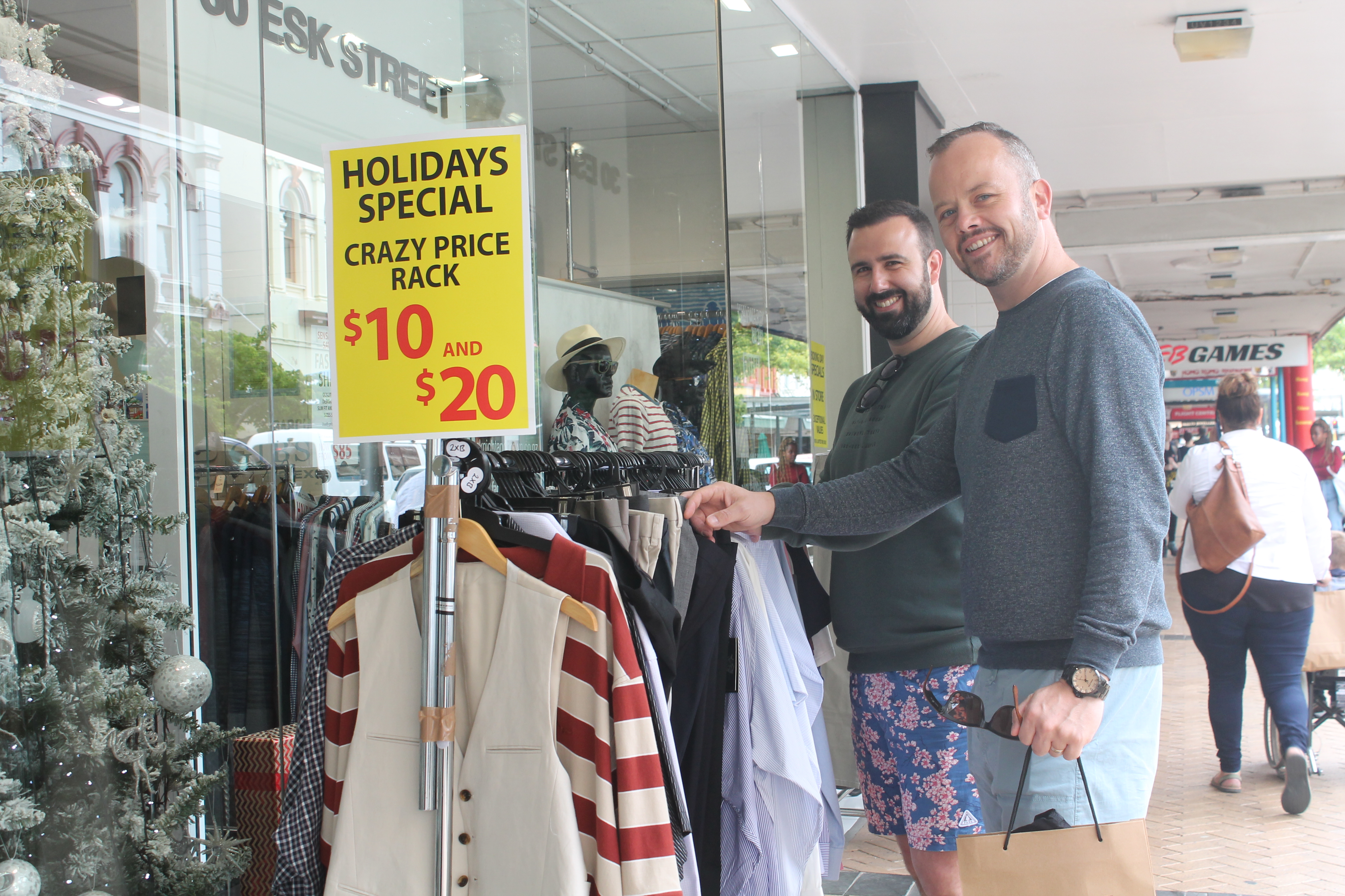 Thiago Sa (left) and Nathan Hughes were  among the customers who enjoyed Boxing Day sales in...