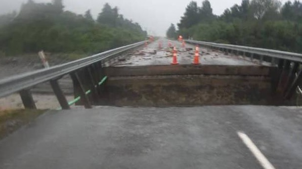 Damage to the Little Man Bridge on State Highway 6. Photo: NZTA