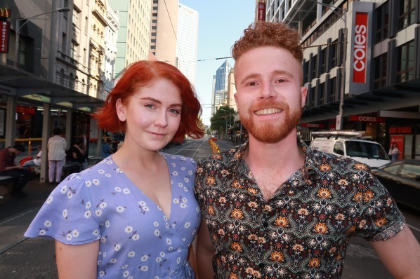 Isla and Finley Brentwood in Melbourne's CBD last month. Photo: Mountain Scene