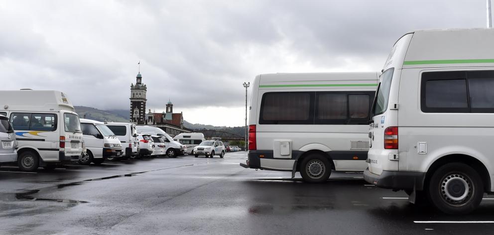 Freedom campers at the Thomas Burns St car park site during the 2018/19 season. PHOTO: ODT FILES