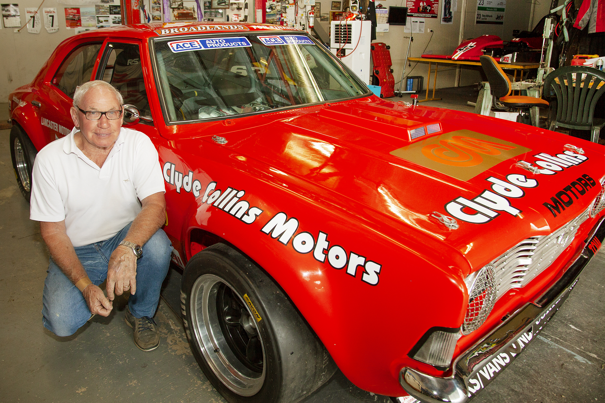 Clyde Collins with his new replica of the 1973 OSCA winning Cortina. Photo: Geoff Sloan