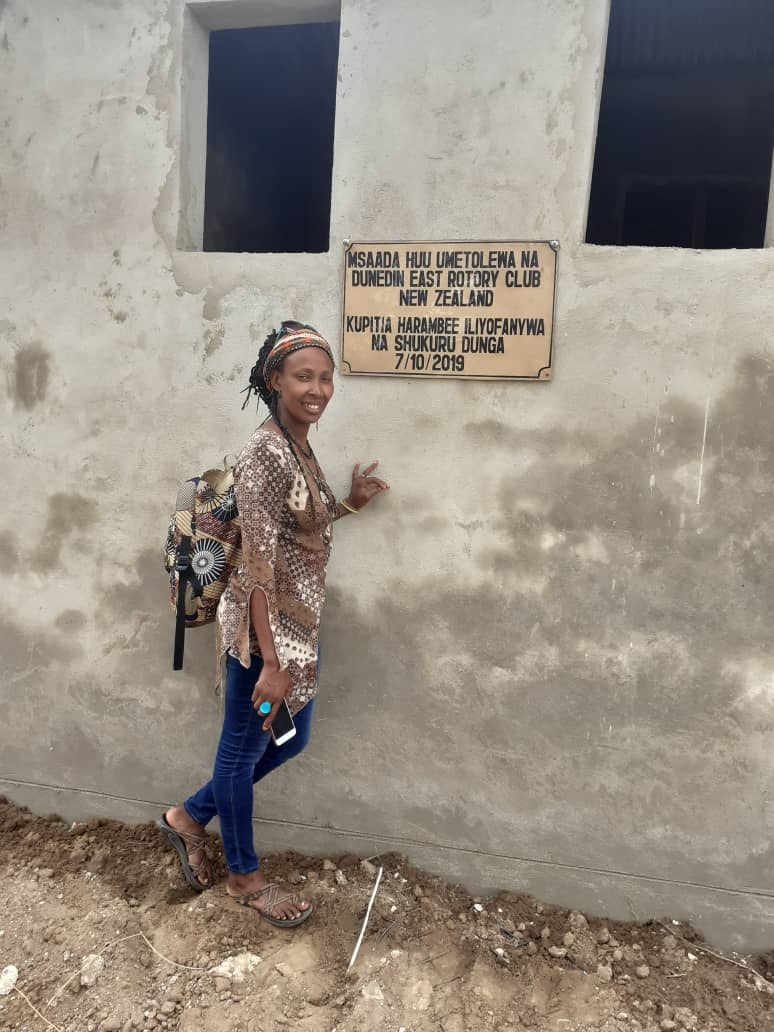 Shukuru Munro at a new toilet block she (and fundraising by Dunedin East Rotary Club) helped...