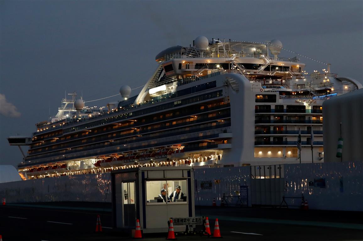 Diamond Princess docked at the Daikoku Pier Cruise Terminal in Yokohama, south of Tokyo. Photo:...