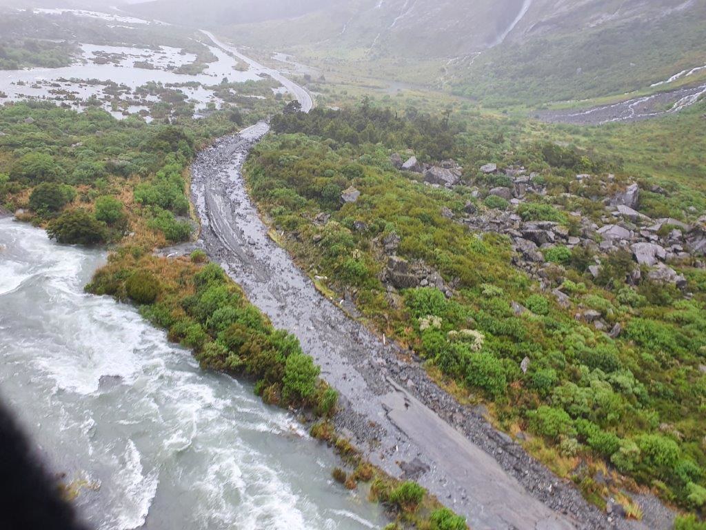 Flooding damage on the Milford Road (State Highway 94). Photo: NZTA