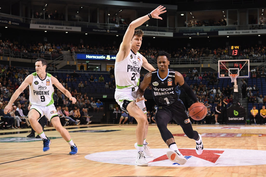 The Breakers' Scotty Hopson charges up court against South East Melbourne Phoenix. Photo: Getty 