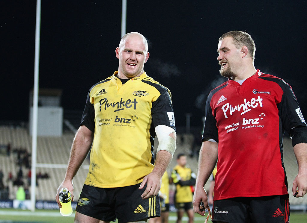 Ben Franks and his brother Owen while Ben was playing for the Hurricanes. Photo: Getty Images