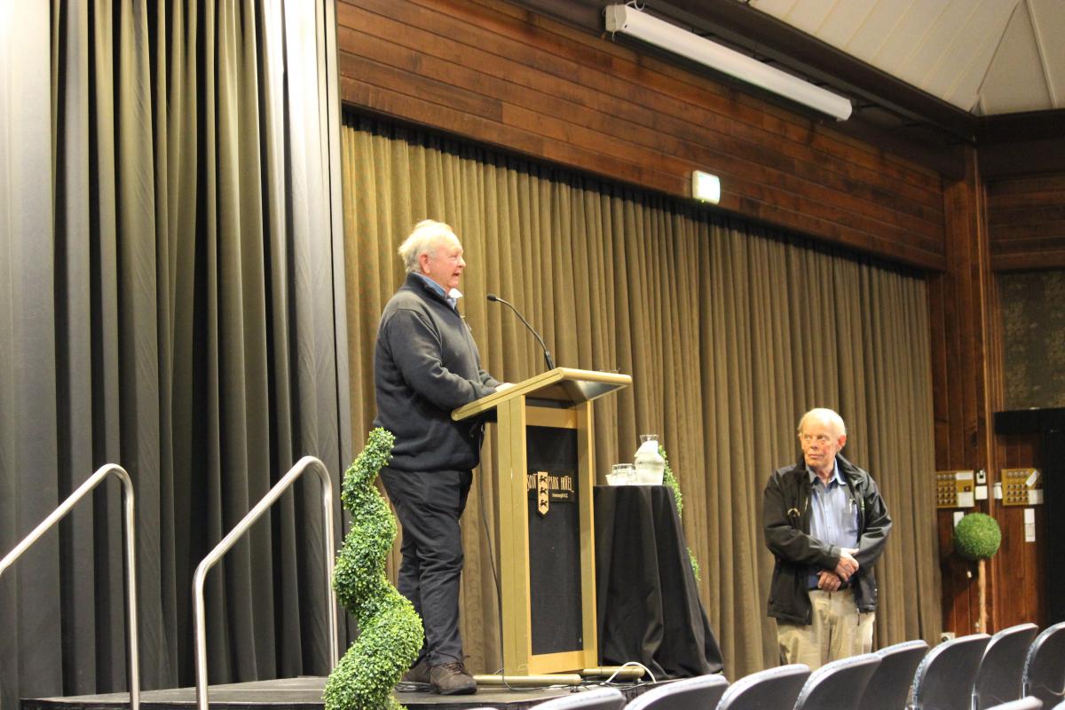 Ken Cochrane speaks at a Southland Recreational Whitebaiters Association public meeting in...