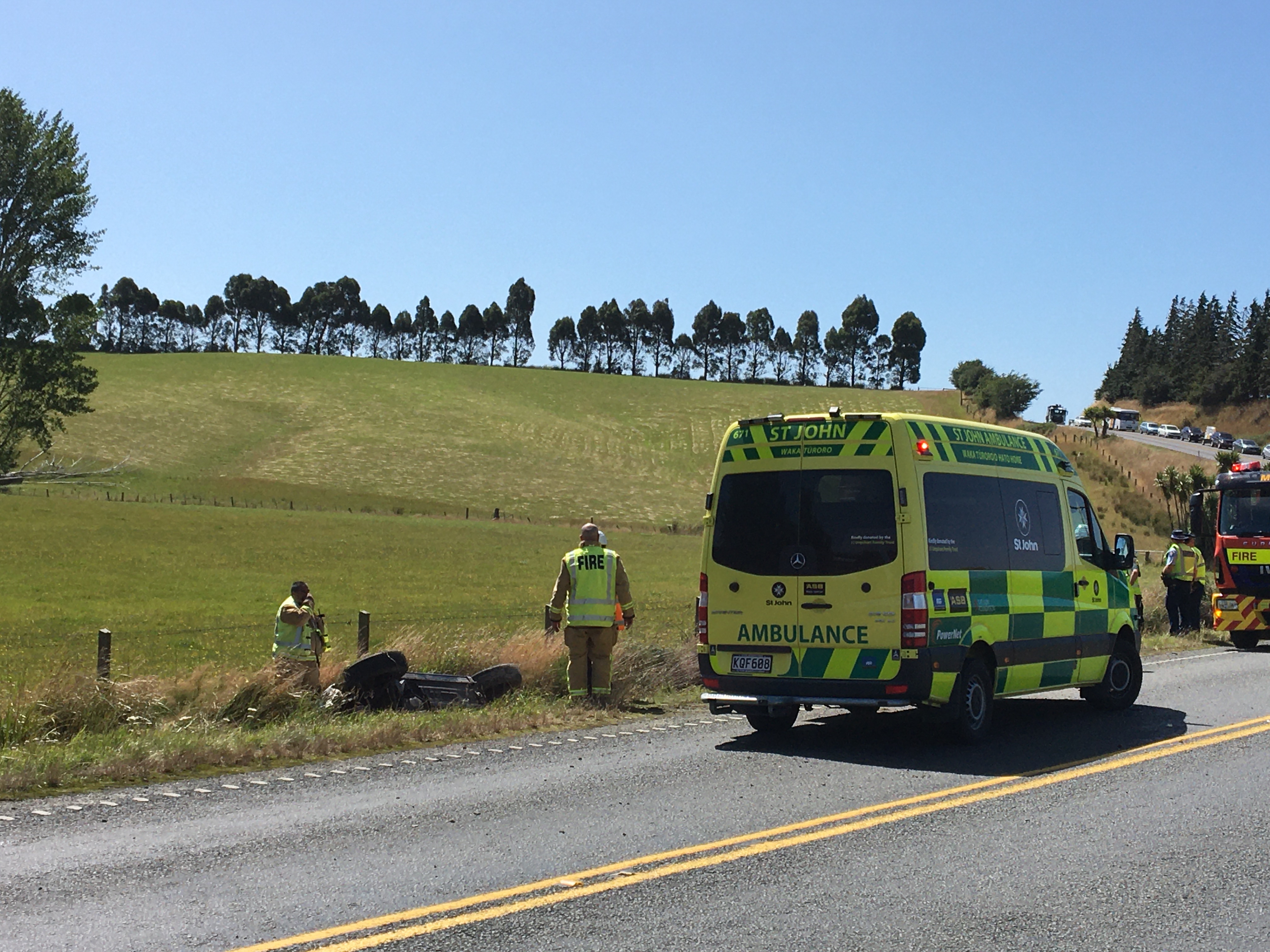 Traffic was backed up on SH1 after the crash. Photo: Richard Davison