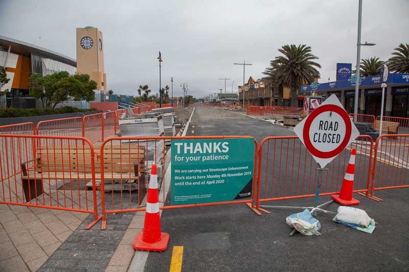 Streetscape work to improve Marine Parade is on hold.