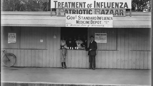 An influenza medicine depot in Christchurch for "poor" people during the 1918 pandemic. Photo:...