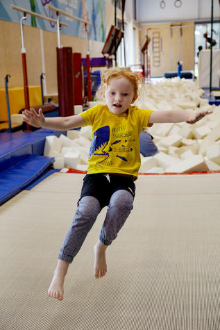 Niamh Moloney on the trampoline. Photo: Geoff Sloan